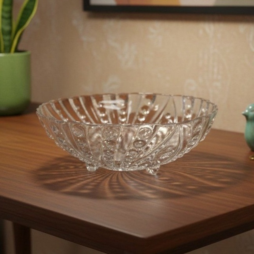 Anchor Hocking Clear Glass Bowl, Vintage Burple Bubble Pattern, MCM Centerpiece